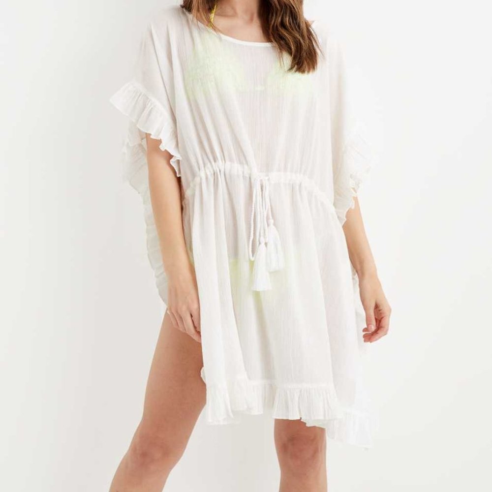 Aerie Ruffle Cover Up - White (L/XL) NWT
